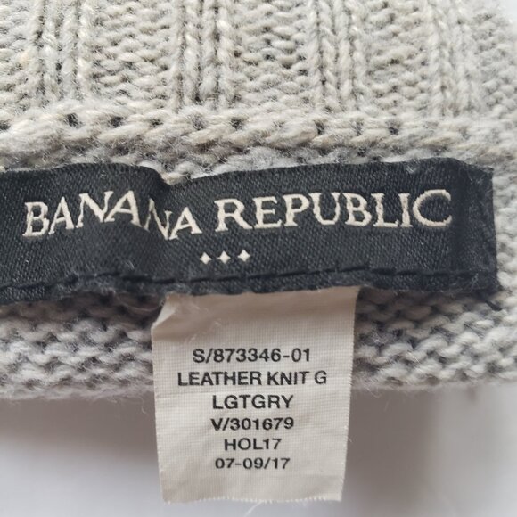 Banana Republic Leather Ribbed Knit Cuffs Gray Gloves - Picture 6 of 11